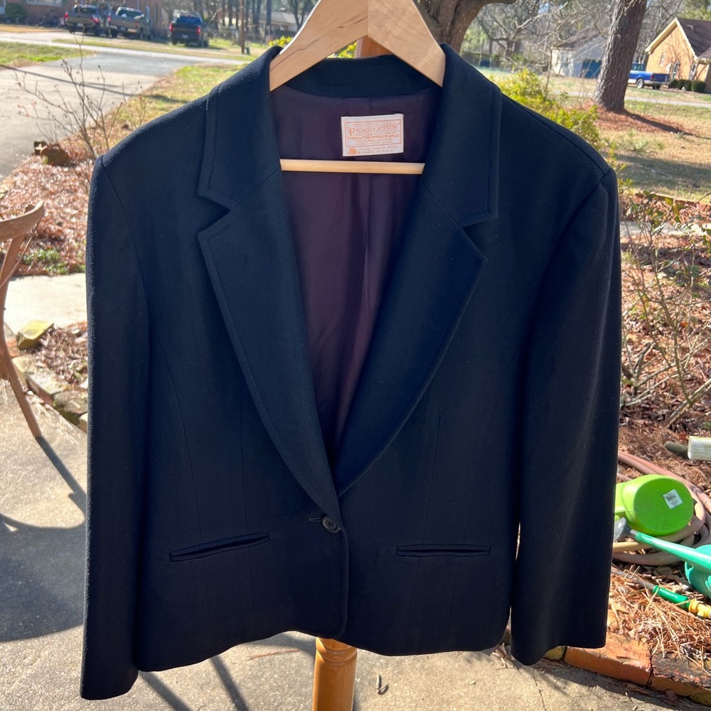Pendleton Black Wool Blazer Size 14 - image 2